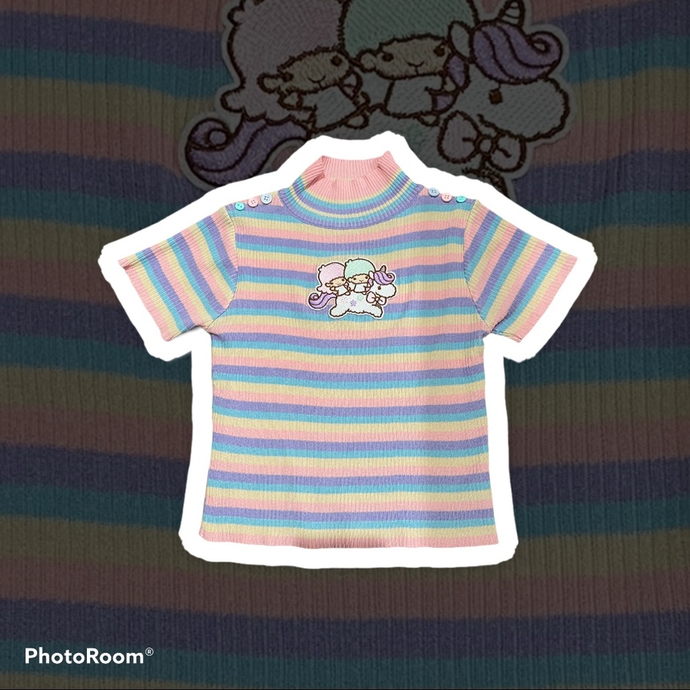 Custom LITTLE TWIN STARS rainbow pastel knit top - Picture 7 of 8